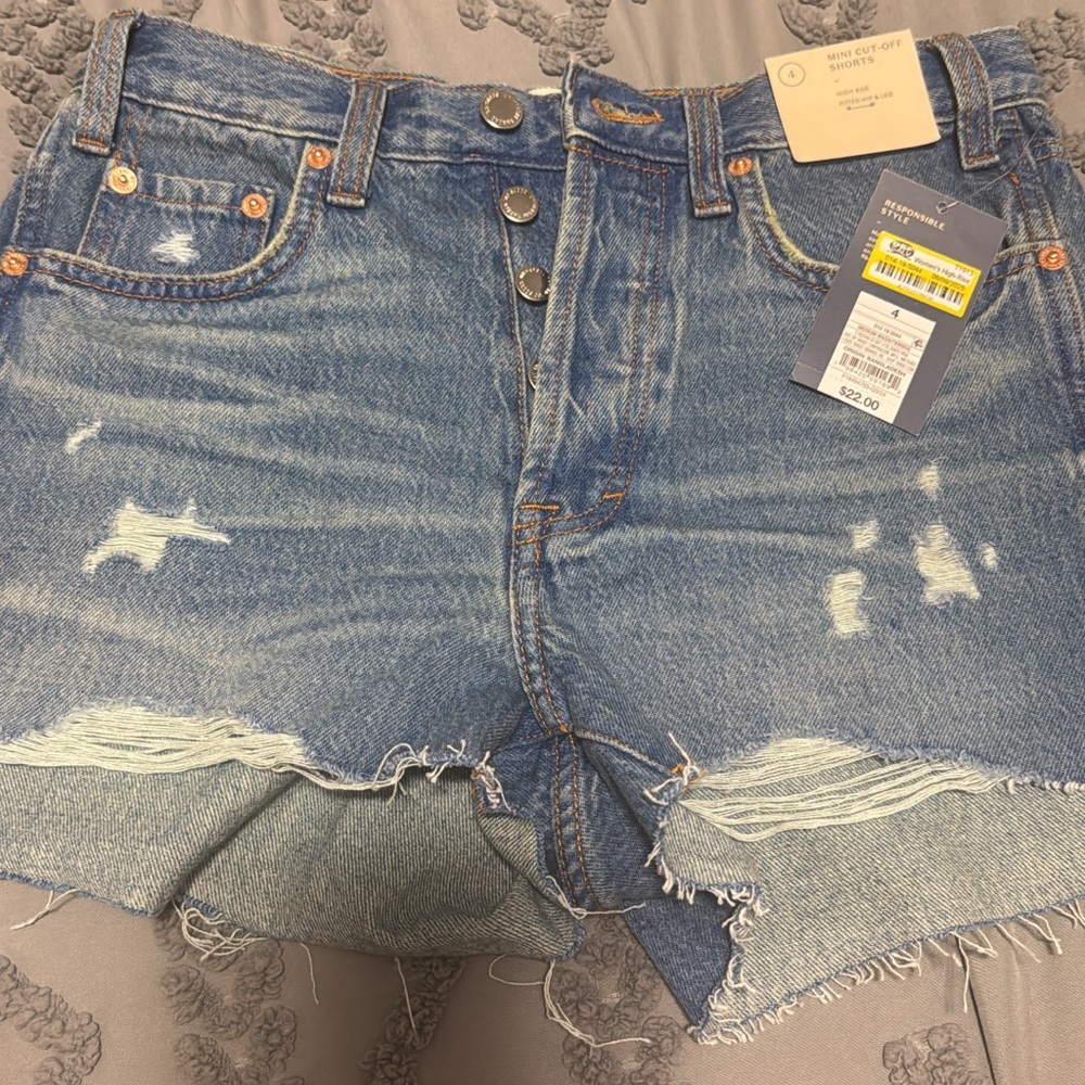 Denim Blue Distressed Women Shorts